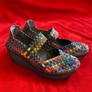 St John’s Bay Rainbow & Gray Woven Mary Jane Wedge Shoes